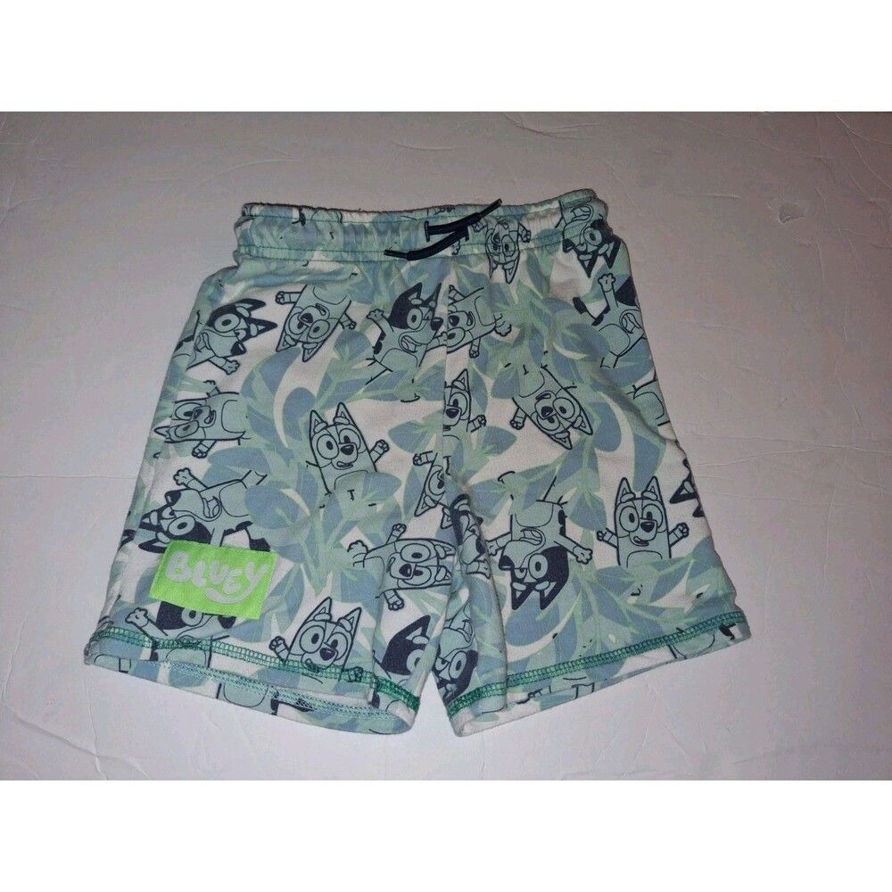 Bluey Kids Shorts All Over Print Graphic Green Patch Back Pocket 4T